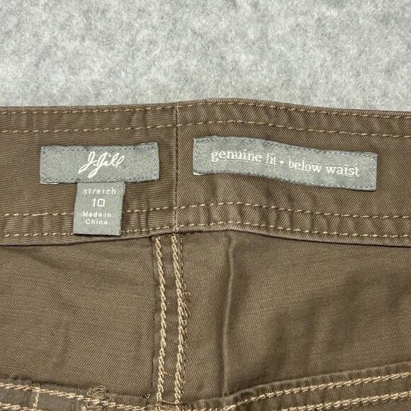 J Jill Capri Pants Womens 10 Brown Cropped Chino Below Waist Stretch Cotton Cuff - Picture 3 of 12
